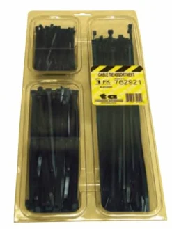 Electrical Supplies Techspan Black Cable Tie Assortment – 400 Pcs