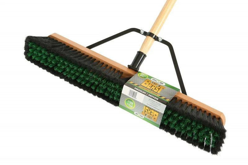 Globe Commercial Products Cleaning Tools The Beast™ Contractor's Medium Bristle Push Broom Assembly - 24" Head 4 Globe Commercial Products Cleaning Tools The Beast™ Contractor's Medium Bristle Push Broom Assembly - 24" Head