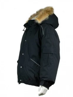 Kelsey Trail Men's Down Filled Bomber W/ Knit Cuffs And Waist | Coyote Fur Trim Hood | Sizes M To 3XL Work Wear