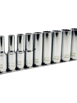 Jet 3/8" Drive SAE Chrome Socket Set - 12 Point - 9 Piece DEEP Hand Tools