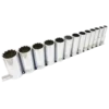 Jet 1/2" Drive SAE Chrome Socket Set - 12 Point - 13 Piece - DEEP Hand Tools