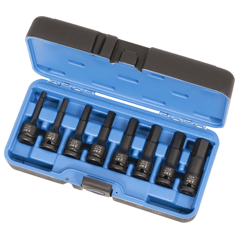 Power Tool Accessories Jet 1/2" Drive SAE Impact Socket | Hex Bit Set | 3" Length | 8 Piece 3 Power Tool Accessories Jet 1/2" Drive SAE Impact Socket | Hex Bit Set | 3" Length | 8 Piece