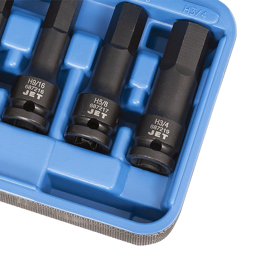 Power Tool Accessories Jet 1/2" Drive SAE Impact Socket | Hex Bit Set | 3" Length | 8 Piece 4 Power Tool Accessories Jet 1/2" Drive SAE Impact Socket | Hex Bit Set | 3" Length | 8 Piece