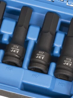 Power Tool Accessories Jet 1/2" Drive Metric Impact Socket | Hex Bit | 3" Length | 8 Piece