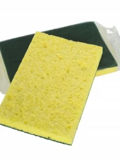 Globe Commercial Products Cleaning Tools Green/Yellow Heavy Duty Cellulose Scrub Sponges (Case Of 50)