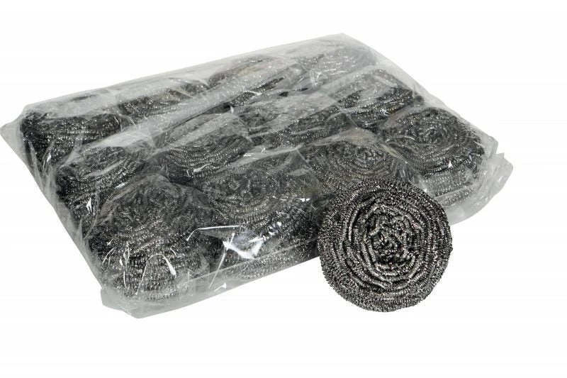 Globe Commercial Products 50g Stainless Steel Scourer (Pack Of 12) 4 Globe Commercial Products 50g Stainless Steel Scourer (Pack Of 12)