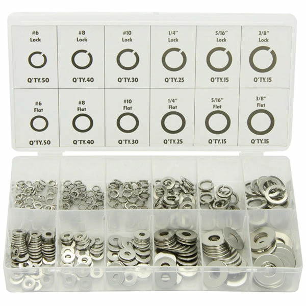 ATD Automotive Supplies Stainless Steel Lock And Flat Washer Assortment - 350 Piece 3 ATD Automotive Supplies Stainless Steel Lock And Flat Washer Assortment - 350 Piece