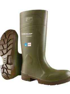 Rubber Work Boots Dunlop Purofort FoodPro Safety Rain Boots | Green | Sizes 6 - 16