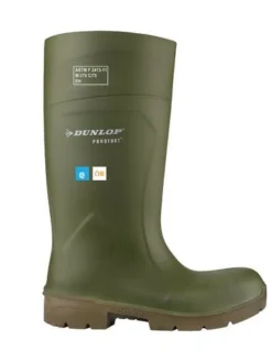 Rubber Work Boots Dunlop Purofort FoodPro Safety Rain Boots | Green | Sizes 6 - 16