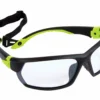 Dynamic Racer Soft Nose-Piece System Safety Glasses W/ Removable Retaining Strap | Green & Black Frame | Clear Lens