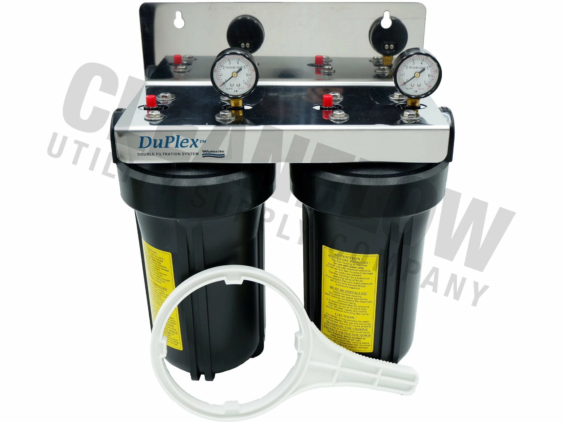 Waterite Commercial Water Filters And UV Parts DuPlex 4.5" OD Big Blue Water Filter Housing | 10" 3 Waterite Commercial Water Filters And UV Parts DuPlex 4.5" OD Big Blue Water Filter Housing | 10"