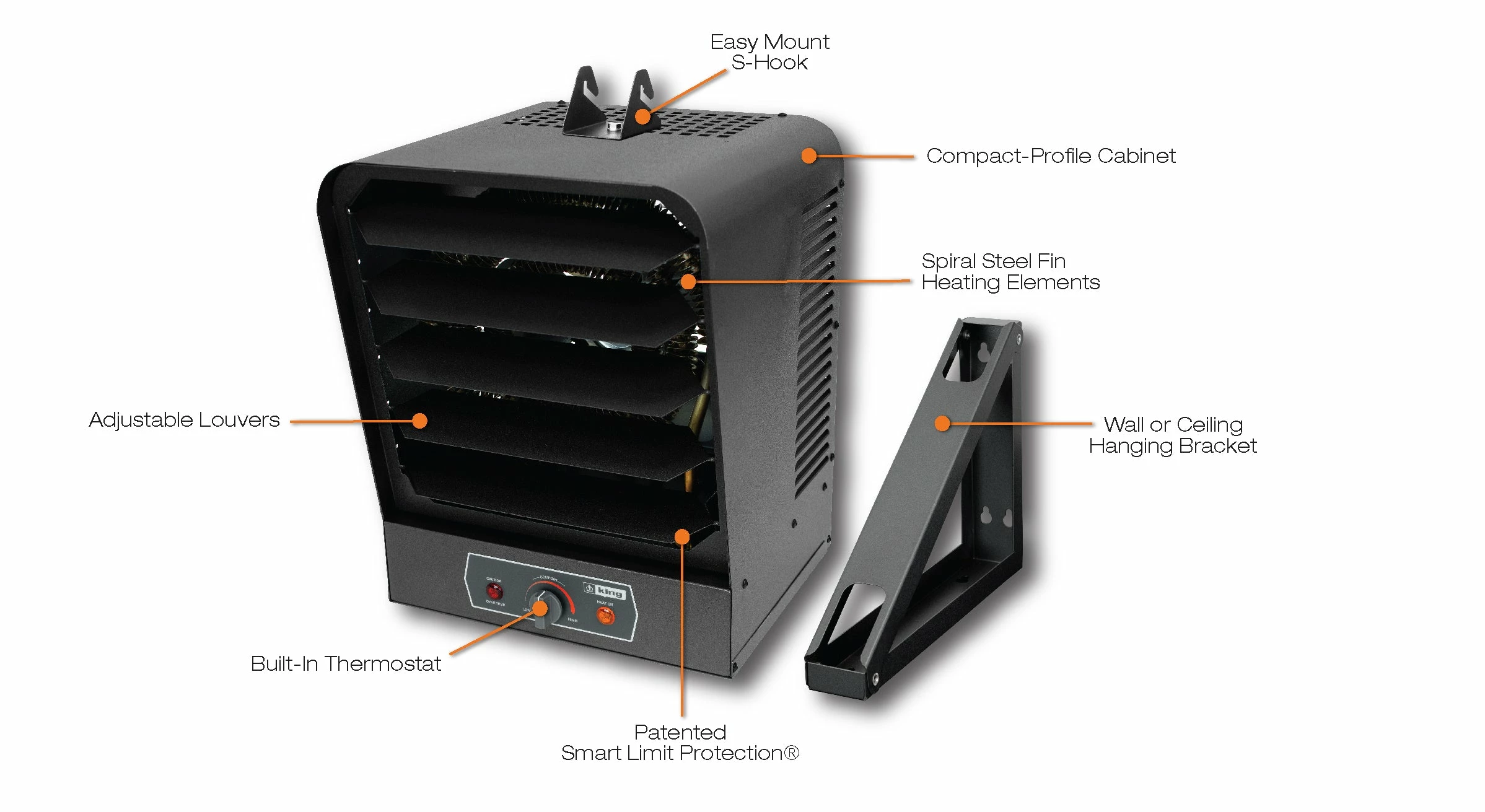 King Electric GH Compact Garage Heater | 240 Volt, 5,000 To 10,000 Watt Heaters 4 King Electric GH Compact Garage Heater | 240 Volt, 5,000 To 10,000 Watt Heaters