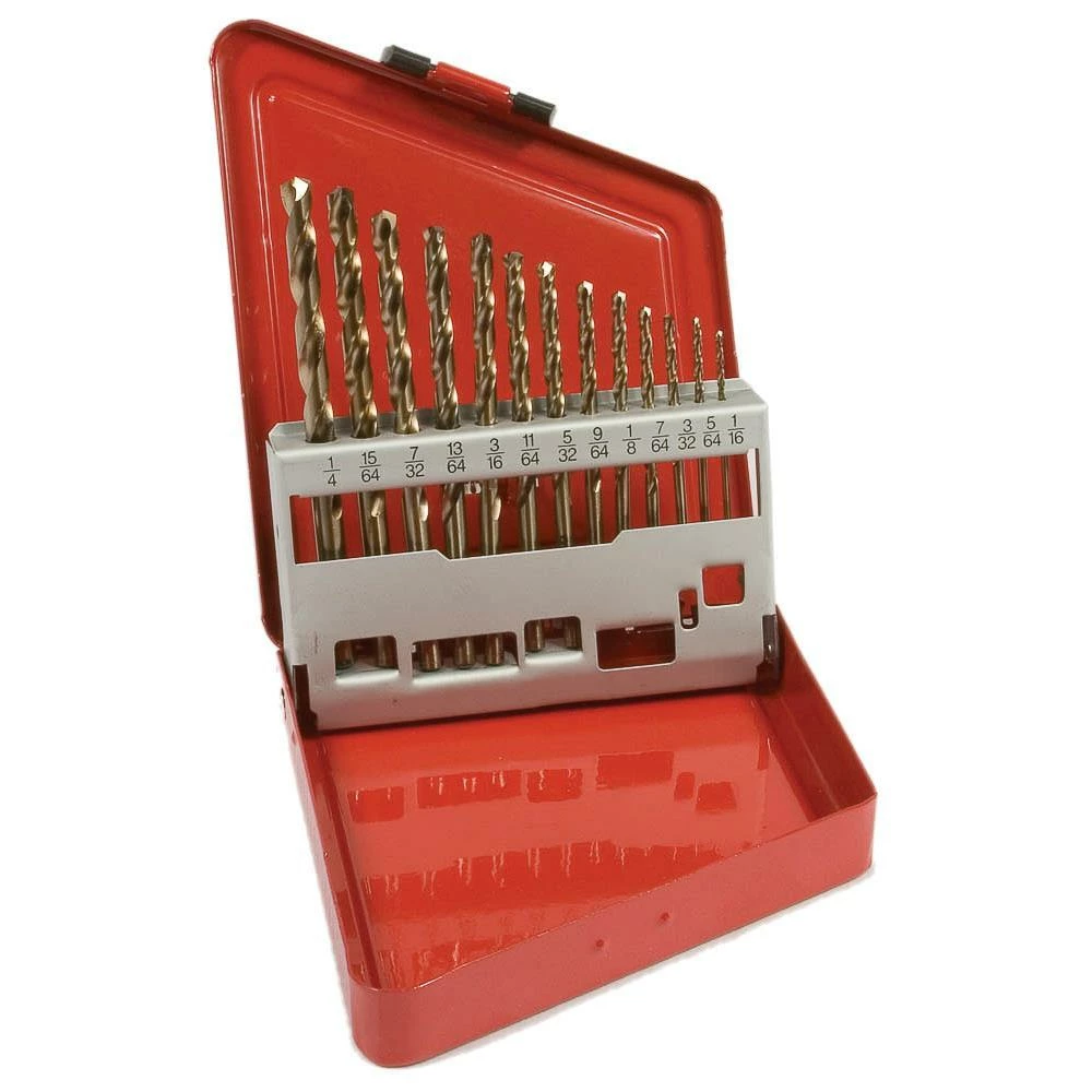Forney 8-Percent Cobalt Drill Bit Set - 1/16" To 1/4" By 64ths - 13 Piece Power Tool Accessories 3 Forney 8-Percent Cobalt Drill Bit Set - 1/16" To 1/4" By 64ths - 13 Piece Power Tool Accessories