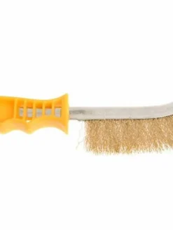Cleanflow Heavy Duty Wire Scratch Brush, Yellow Plastic Handle, Brass Coated Steel Bristles
