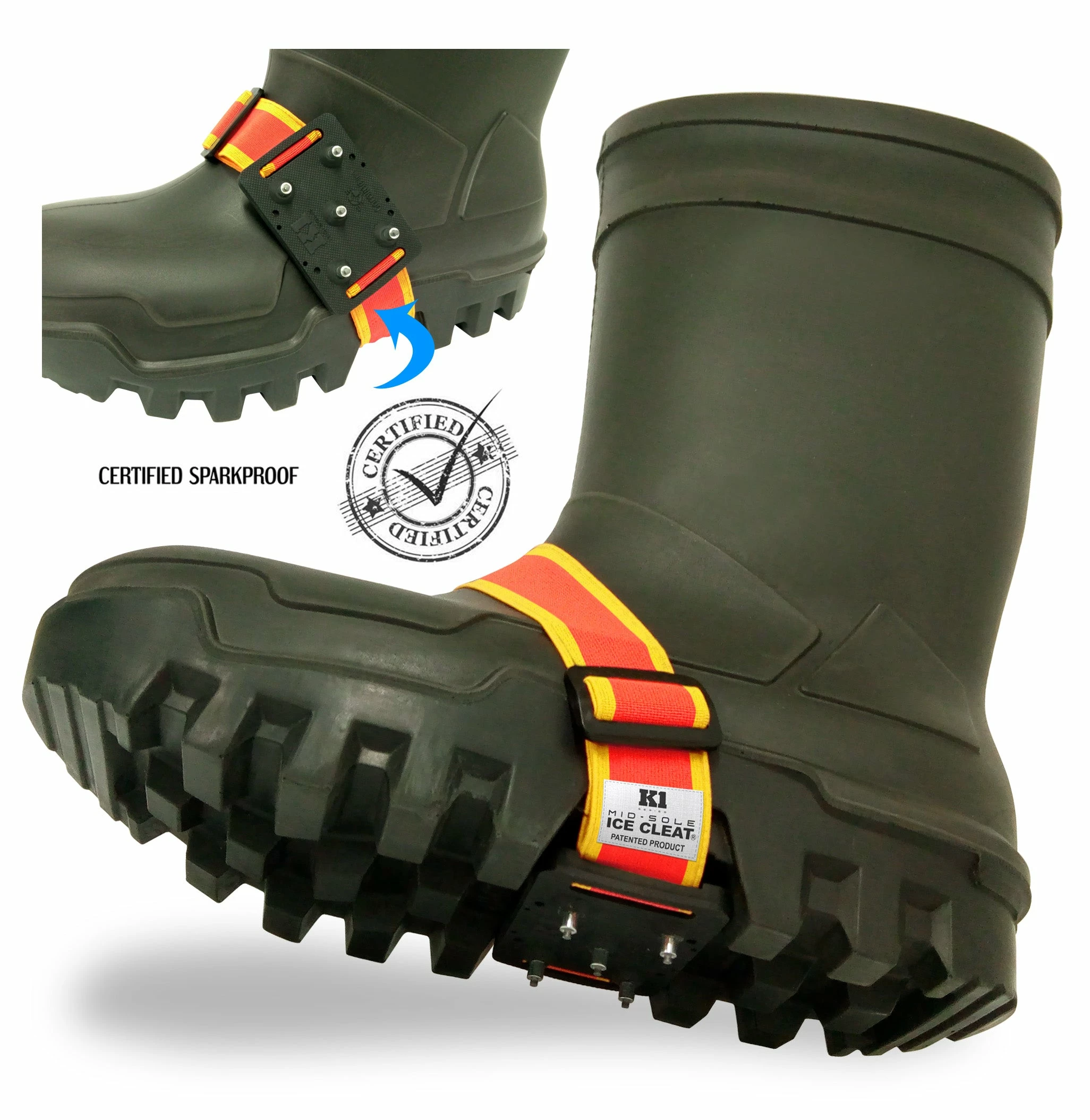 K1 Series Mid-Sole Intrinsically Safe High Profile Ice Cleat (For Deep Tread Boots) 4 K1 Series Mid-Sole Intrinsically Safe High Profile Ice Cleat (For Deep Tread Boots)