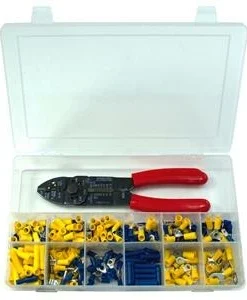 Automotive Supplies Quick Cable PVC Solderless Terminal Kit W/ Crimper - 295 Piece