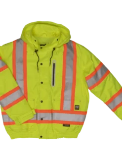 Hi-Vis Work Wear Tough Duck SJ20 Insulated 300D Waterproof/Breathable Ripstop Safety Bomber | XS-3XL