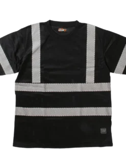 Hi-Vis Work Wear Tough Duck ST07 Premium Birdseye Safety T-Shirt With Segmented Stripes And Pocket | XS-5XL