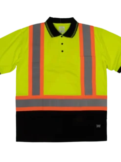 Hi-Vis Work Wear Tough Duck ST17 Premium Polyester Birdseye Short Sleeve Safety Polo Shirt With Chest Pocket | XS-5XL