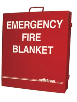 Sellstrom Emergency Fire Blanket - Red Metal Storage Cabinet Safety Supplies