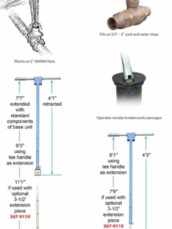 Pipe Tools Trumbull Valve & Curb Key Kit 5 Pipe Tools Trumbull Valve & Curb Key Kit