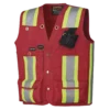 Hi-Vis Work Wear Pioneer Surveyor's/Supervisor's Safety Vest - 600D Oxford Poly | Red | Sizes S - 5XL
