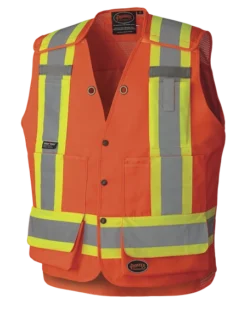Hi-Vis Work Wear Pioneer Hi Viz Drop Shoulder Poly/Cotton Tear-Away Surveyor's Safety Vest | Sizes Small - 4XL