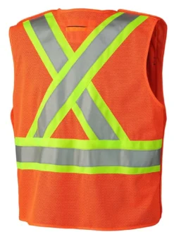 Hi-Vis Work Wear Pioneer Zip-Front Mesh Back Traffic Safety Vest | S-5XL
