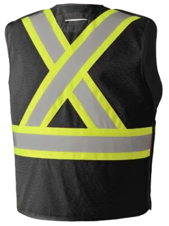 Pioneer Drop Shoulder Safety Tear-Away Vest - Poly Mesh | Black | Sizes Small - 5XL