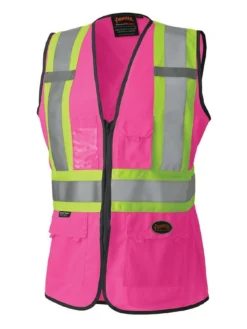 Hi-Vis Work Wear Pioneer Women's Solid Tricot Tear-Away Safety Vest | XS-2XL
