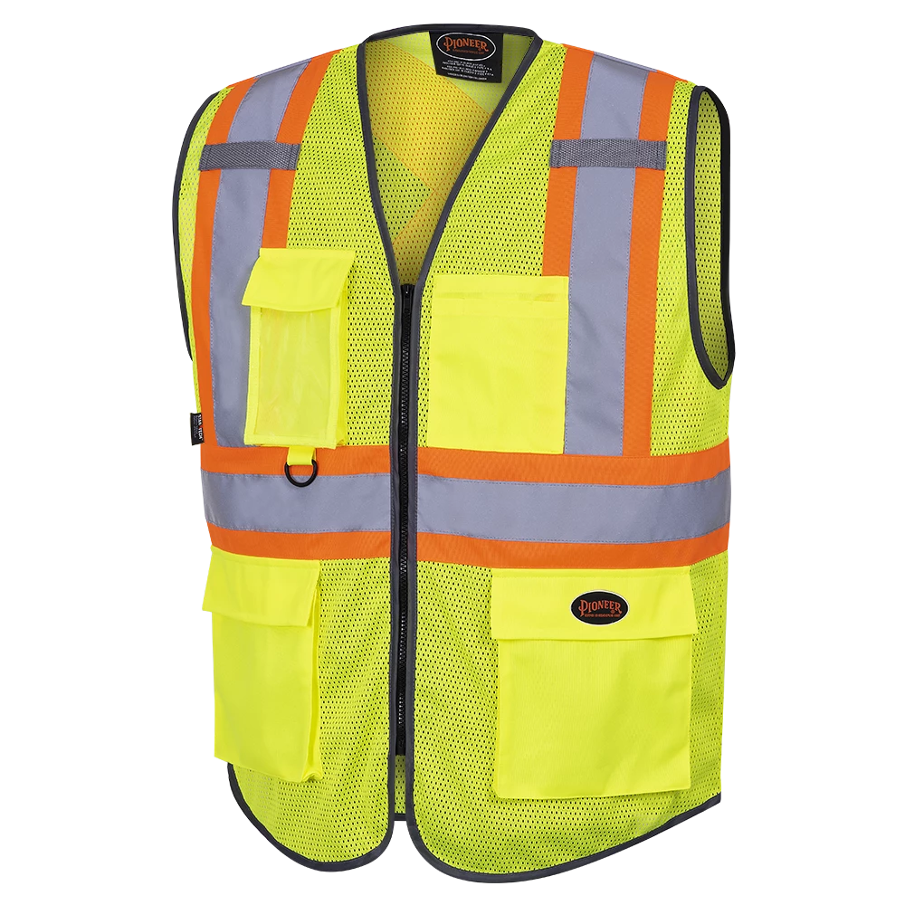 Pioneer Hi Viz Zipper Front Mesh Safety Vest | Sizes XS - 5XL 3 Pioneer Hi Viz Zipper Front Mesh Safety Vest | Sizes XS - 5XL