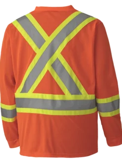 Hi-Vis Work Wear Pioneer Hi Viz Safety Long-Sleeved Shirt | Micro Mesh | Sizes Small - 5XL