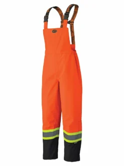 Hi-Vis Work Wear Pioneer Trilobal 300D Ripstop Waterproof Safety Bib Pants | S-4XL