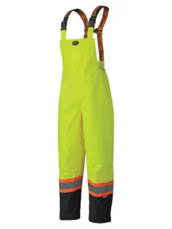 Hi-Vis Work Wear Pioneer Trilobal 300D Ripstop Waterproof Safety Bib Pants | S-4XL