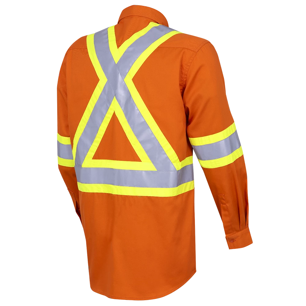 Hi-Vis Work Wear Pioneer Ultra Cool Cotton Twill Button Down Collared Safety Shirt | Orange | Sizes Small - 4XL 4 Hi-Vis Work Wear Pioneer Ultra Cool Cotton Twill Button Down Collared Safety Shirt | Orange | Sizes Small - 4XL