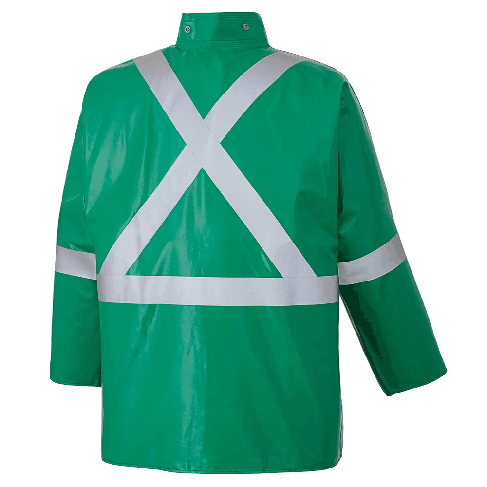 Flame Resistant Work Wear Ranpro CA-43® FR Chemical/Acid Resistant Safety Jacket - PVC/Poly | Green | Sizes Small - 4XL 4 Flame Resistant Work Wear Ranpro CA-43® FR Chemical/Acid Resistant Safety Jacket - PVC/Poly | Green | Sizes Small - 4XL