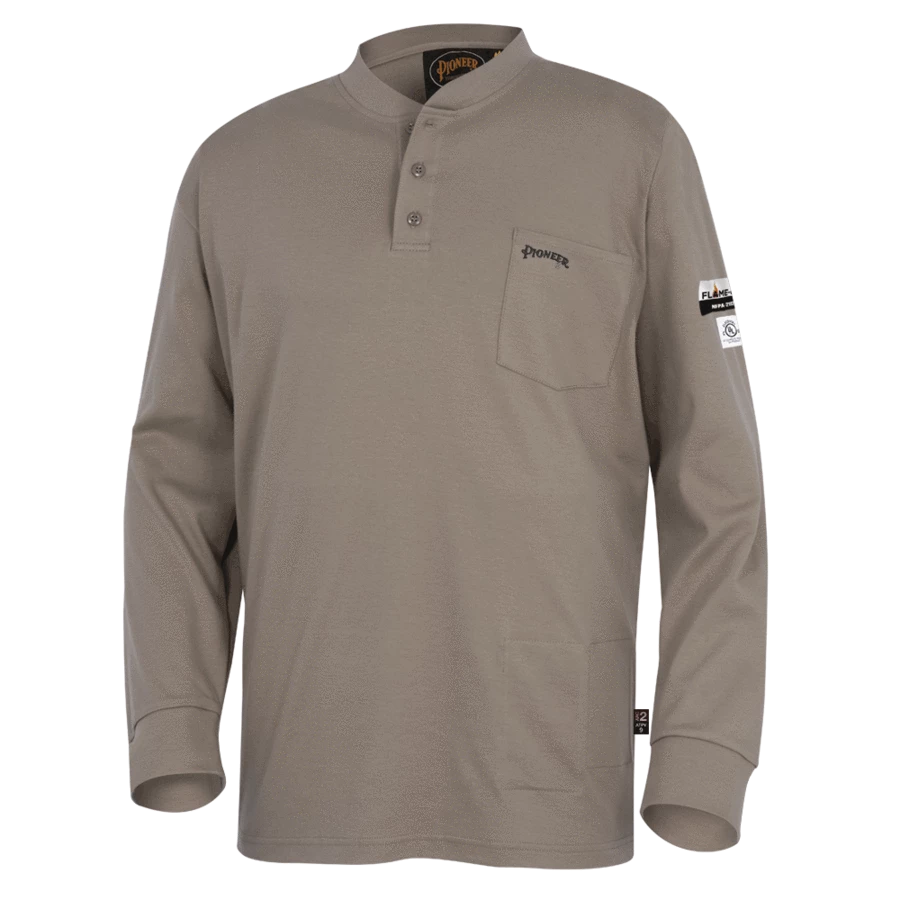 Flame Resistant Work Wear Pioneer 100% Cotton FR Interlock 7 Oz. Henley Shirt | Sizes S - 5XL 5 Flame Resistant Work Wear Pioneer 100% Cotton FR Interlock 7 Oz. Henley Shirt | Sizes S - 5XL