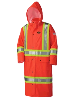 Pioneer FR WATERPROOF SFTY LONG COAT | PU STRETCH / DET. HOOD | Sizes S - 5XL