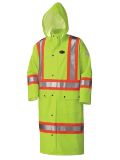 Pioneer FR WATERPROOF SFTY LONG COAT | PU STRETCH / DET. HOOD | Sizes S - 5XL