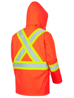 Flame Resistant Work Wear Pioneer FR/PU Hi Viz Waterproof Safety Jacket With Pockets | Orange | Sizes XS - 7XL