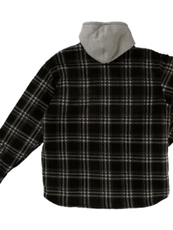Work Wear Tough Duck WS02 Quick Dry Sherpa Lined Zip-Up Hooded Fleece Shirt | Charcoal Plaid | S-3XL