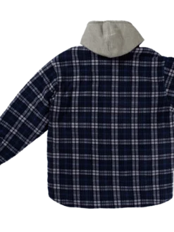 Work Wear Tough Duck WS02 Quick Dry Sherpa Lined Zip-Up Hooded Fleece Shirt | Charcoal Plaid | S-3XL