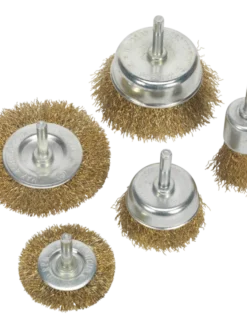 Cleanflow Power Tool Accessories Brass Wire Wheel Brush Set | 1/4" Arbor | 5 Piece