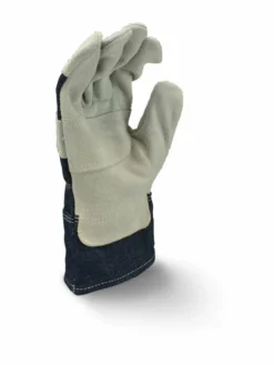 Radians Denim Back Cowhide Palm Leather Work Gloves - Pack Of 12 Pairs