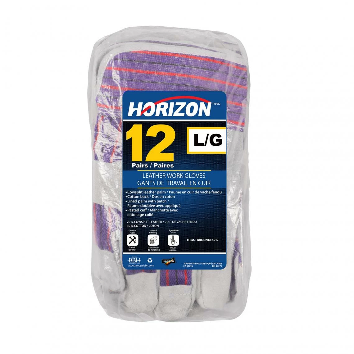 Horizon Cotton Back Cowsplit Palm Leather Work Gloves | Pack Of 12 Pairs 5 Horizon Cotton Back Cowsplit Palm Leather Work Gloves | Pack Of 12 Pairs