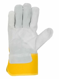 Horizon Canvas Back Cowsplit Palm Rubberized Cuff Work Gloves | Pack Of 12 Pairs