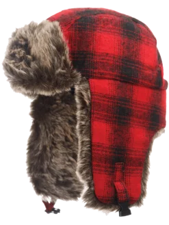 Work Hats Tough Duck Classic Plaid Aviator Hat | Red Plaid