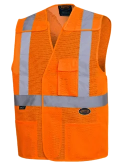 Hi-Vis Work Wear Pioneer Hi Viz Tear-Away Mesh Safety Vest W/ 2
