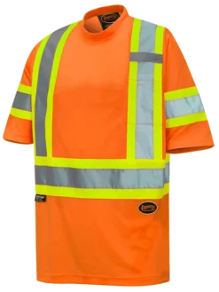 Hi-Vis Work Wear Pioneer Hi Viz Birdseye Safety T-Shirt W/ Tape On Sleeve | Sizes XS - 5XL