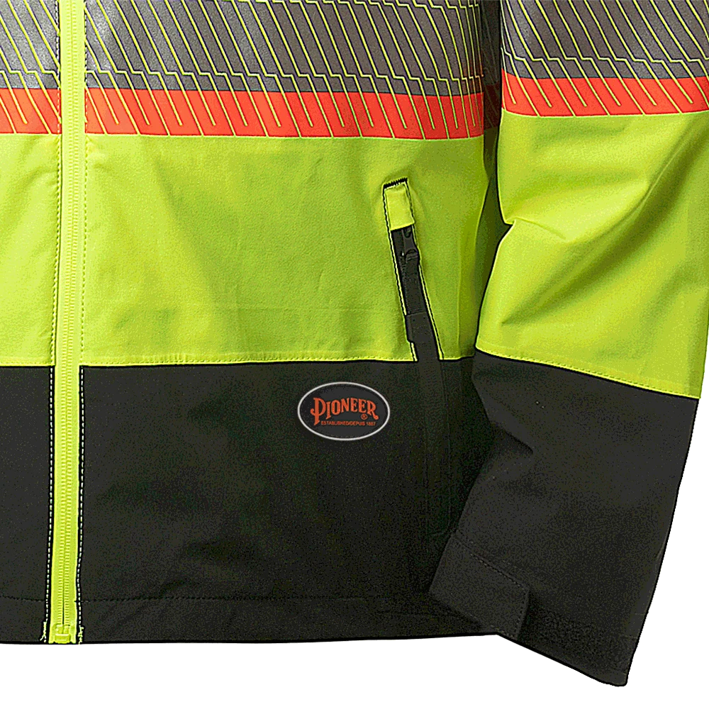 Pioneer Hi Vis Softshell Waterproof/Breathable Prem Safety Jacket | S-4XL Hi-Vis Work Wear 5 Pioneer Hi Vis Softshell Waterproof/Breathable Prem Safety Jacket | S-4XL Hi-Vis Work Wear